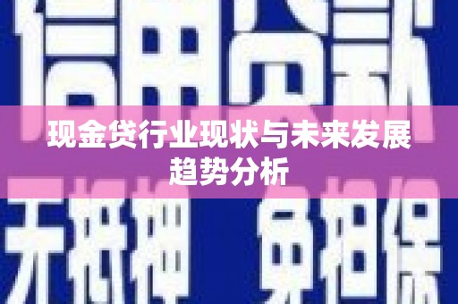 且末现金贷行业现状与未来发展趋势分析