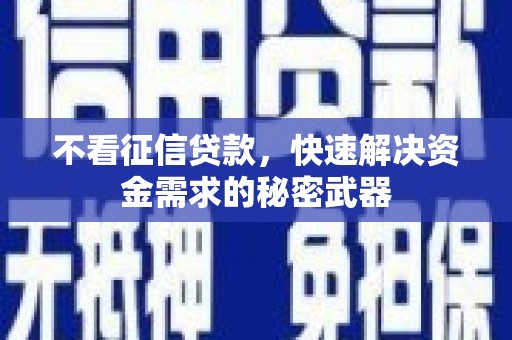 宁城不看征信贷款，快速解决资金需求的秘密武器