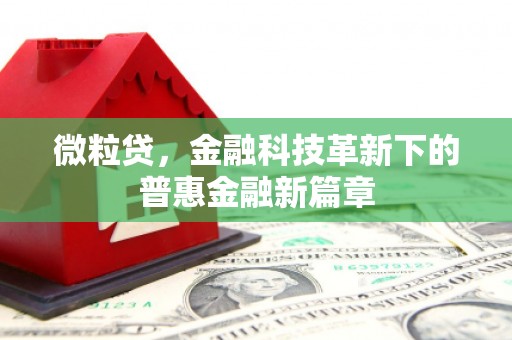 古县微粒贷，金融科技革新下的普惠金融新篇章